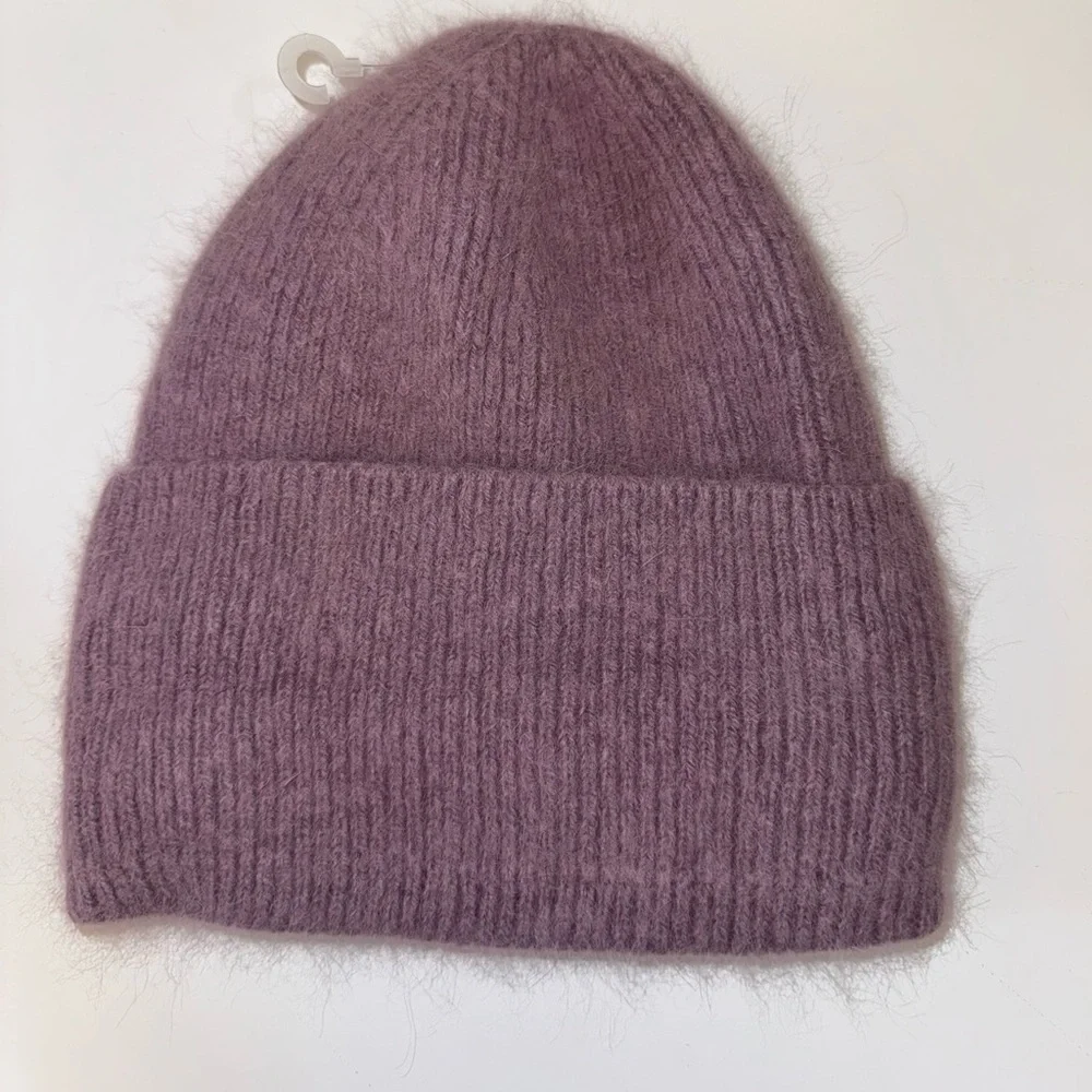 Loman Fuzzy Wool Cuffed Beanie Hat in Lilac - Picture 2 of 3